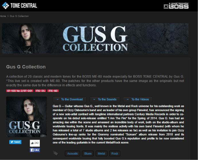 BOSS Tone Central - Gus G Collection